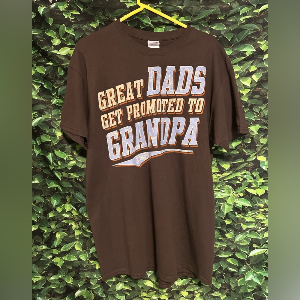 Great Dads Get Promoted To Grandpa T Shirt Brown Mens Large